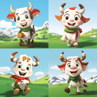 c4d，卡通，可爱，牛