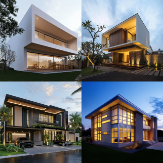 现代农村二层房屋设计，极简风格。