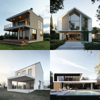 现代农村二层房屋设计，极简主义。