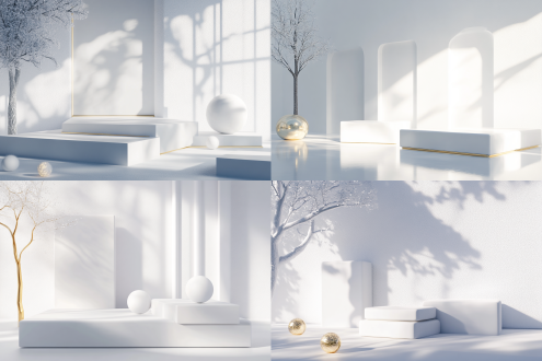 白色场景，c4d渲染。