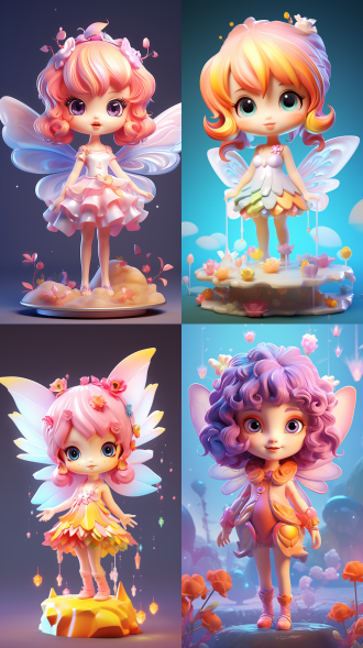 可爱萌萌的小精灵, 自然站立, 衣着鲜艳, 高端自然配色, 明亮和谐, 可爱多彩, 光线追踪, 泡泡商城风格, 设计简洁, ip盲盒形象, 人物设计细节, 有趣的人物设计, 动作活泼, 动作、有机雕塑, c4d风格, 卡通写实, 图书插图风格, 4k展示.