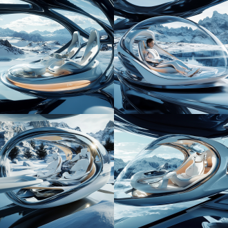 这是一辆飞行舱，全舱封闭，有一层保护罩。