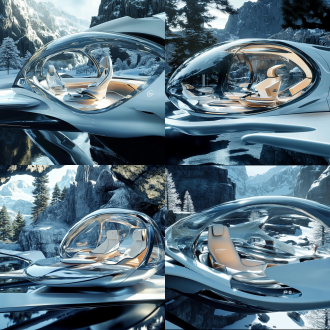 这是一辆飞行舱，全舱封闭，有一层保护罩。