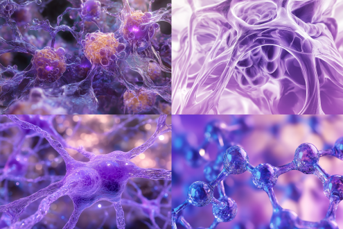 3d rendering, biomedical research poster,scientific research poster, drug research, reasonablehuman structure, organ tissue, 6/5000 purple and light purple, rich details, high resolution