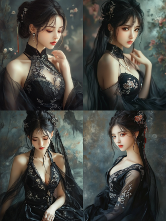 黑色旗袍美少女