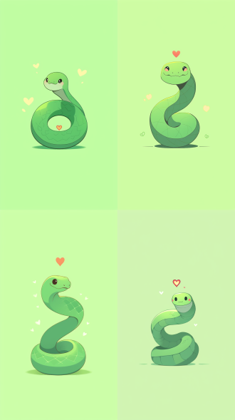 可爱的小青蛇，极简主义，简单的细节