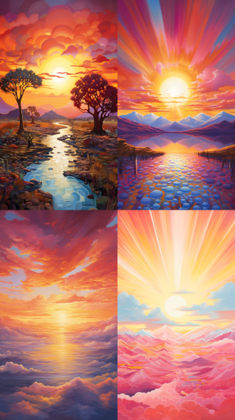 日出，太阳光芒刚刚破晓，太阳，天空呈现出丰富多彩的色彩，包括橙色、粉色