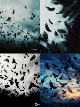 漫天黑羽毛飘落