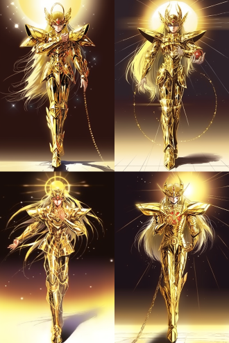 赛博朋克城市里圣斗士穿圣衣拿金棍背机械狗，脚踩风火轮，肌肉发达，动漫风格，冷色调，仰视视角，逆光，动感。