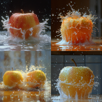高速摄影，飞溅，细节，苹果