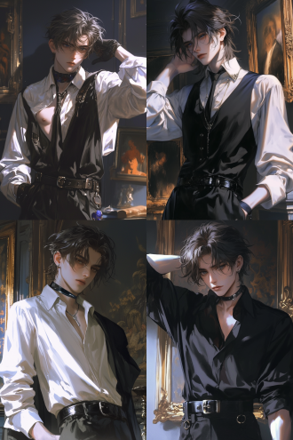 男青年，上半身，棕色头发，复杂精致背景，室内装潢