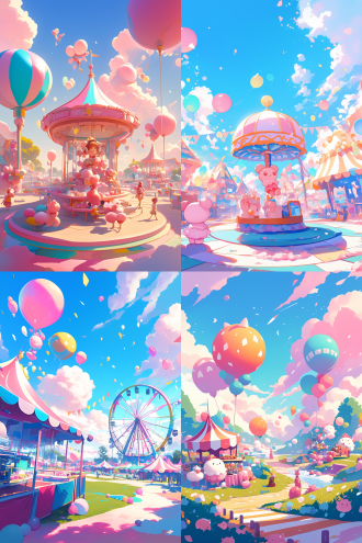 棉花糖节封面，居中构图，可爱风，粉色调，梦幻甜美氛围，顶光，糖果元素，超广角镜头，高饱和度