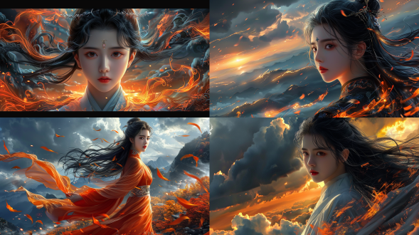 武术，气功，超自然能力，神话，发光，汉服，优雅，施法术，美丽的女人，穿着衣服
