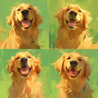 一只金毛，开心的表情，大头照