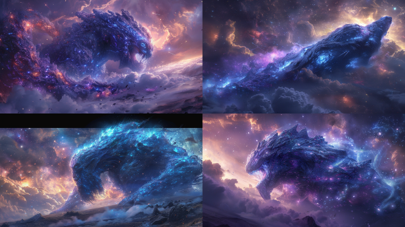 a warhammer 40k star god, massive and ancient, with a body composed of shimmering cosmic energy in cold blue and purple hues, floating in the depths of space with distant stars and galaxies, hyper detailed, 8k resolution, trending on artstation