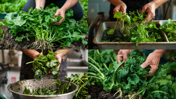 将青菜择洗干净，去除老叶和根部。