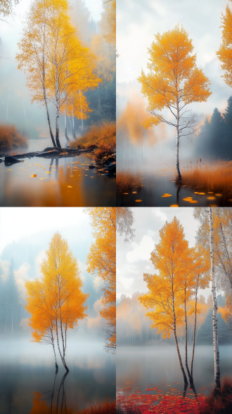 浅秋如诗如画 ，淡淡人生静静过 ，风景如画心旷神怡 ，人间仙境美如画 ，愿人间皆安 ，uhd 8k高清晰摄影风格
