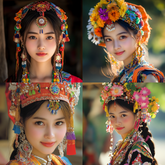 西双版纳傣族美女，穿着傣装