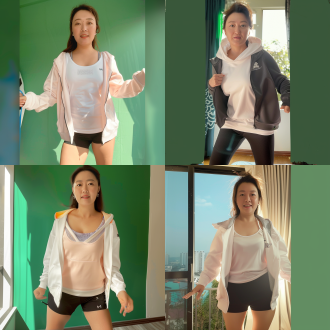 运动服模特，动感姿态，户外运动场景，自然光，广角镜头，鲜艳色彩，活力四射，跑步，跳跃，自信微笑，运动装备，清新风格，健康活力。