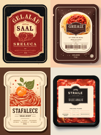 烤肉酱背标不干胶设计，平面展开，简洁背景，大方高级，暖色调，高清晰度，正面视角，柔和光线，平静。