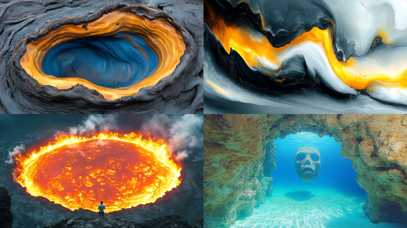 人形的熊 抽象表现主义 熔岩洞穴 鸟瞰