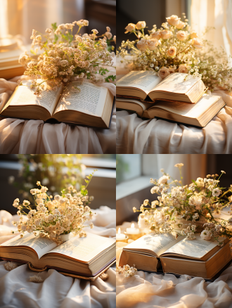 书，白色背景，自然光，清晨，长焦镜头，清新，希望。