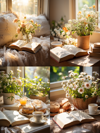 书，白色背景，自然光，清晨，长焦镜头，清新，希望。