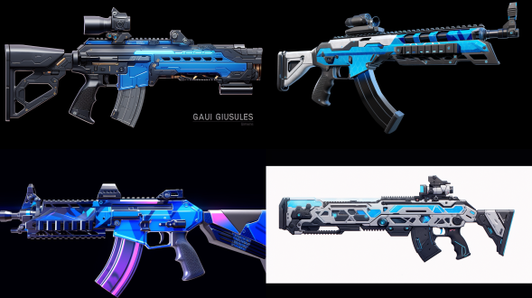 脉冲步枪，高斯能源，蓝色涂装，盟军制造，流水线结构，准备发射，能量聚集，枪型较长，高科技，未来感，全新，，扳机按下，特效绚丽，侧面图，背景空白，细节丰富