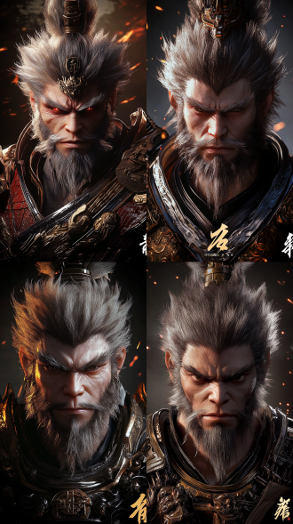 孙悟空，身穿机甲，面对镜头，特写，未来科技元素，火星四溅，金属感，复杂的细节，写实，超现实主义，逼真的皮肤纹理，电影级光照，辛烷渲染，超高清，丰富的细节，