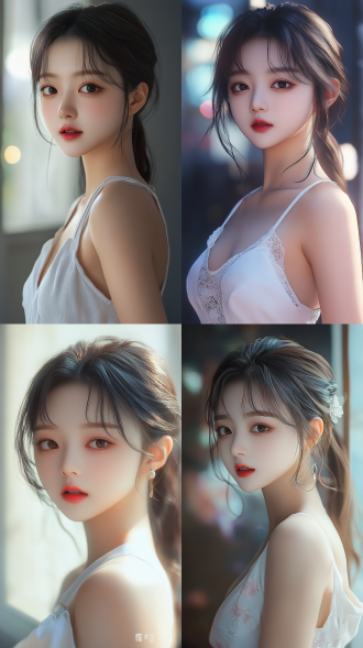 中国女孩，全身照，五官精致，肤白貌美，清纯，白色无袖衬衫，画面细节精致，16k高清画质，写实，真实，光影处理细腻，