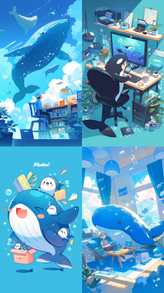 一位可爱的鲸鱼小姐姐在直播间热情的销售产品，给每位客户一一解答