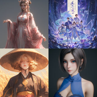 角色游戏封面，中国风，女，仙侠，修仙，特效丰富，丰富背景，明亮背景，明亮色调，艺术，瓜子脸，面向镜头，特效环绕，挑衅而美丽，关键帧，美丽壁纸，对角线布局，高对比度，广角镜头，侧光，快速快门，动态，游戏角色，细腻肌肤，曲线迷人，优雅姿态，曼妙身材，女性角色，超高画质，4k分辨率，锐化，虚幻引擎风格，3d模型，细节丰富。