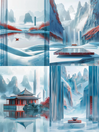 竖着古书 ， 古手书口， 山水 书山 ，空旷 ，布山 书籍 古籍 极简 留白 白色 干净背景 冰川 天空 超现实风景 梦境 美术馆 并列构图 低角度 长焦拍摄 360度全景 远景透视 超广角 仰视视角 象牙白 黑白 米色 白金 时尚灰 宝宝蓝 靛蓝 深蓝 艳蓝 纸雕 布料 纸板 高调照明 柔光 冷光 自然照明 泛光灯 平面摄影 武侠 书法 国画 道 禅宗 儒家文化 水墨 丝绸 刺绣 景泰蓝 全局光 星空 蓝色时间 象牙 稳重蓝