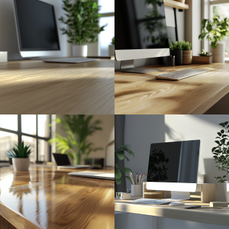 桌面支架室内场景，整个桌面展示，高清4k分辨率，极致细节，真实质感，自然光，微距镜头，清晰焦点，木质纹理，简洁风格，宁静氛围。