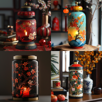 lantern candle, in style of lam manh, inspired by lü ji, instagram highlights, lacquered glass, 2019, chinese new year in shanghai, four seasons, featured on cg society, crafts and more