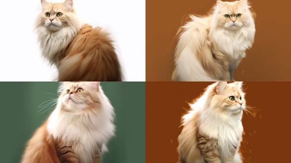 金渐层的猫，暖色系，爆毛猫猫，眼睛向顶部看，脸正面，背景白色