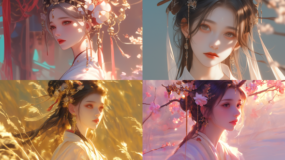 二十岁中国古代女孩，白色汉服，精致面容，明亮眼睛，华丽头饰，柔弱楚楚，客栈背景，长焦镜头，写实描绘，高清16k，肖像，明亮色调，细节丰富，侧光，高对比度，柔光，古典美，静谧氛围。