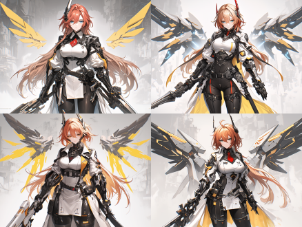 美丽战士，紧身战斗服，高挑纤细，沙漏身材，修长四肢，科幻盔甲，充满能量，高清质感，细节丰富，黑丝美人，手持光剑，站在高达背后，透视效果，壮观场景，科幻风格，长裙飘扬，英勇有力，广角镜头，高对比度，冷色温，侧光，动态模糊，未来感，强大气场，中国美女，半机械战斗盔甲，白色主题，白皙肌肤，丰满，细节逼真，短发，赛博朋克，优雅姿态，女战士，8k，全景，超高清，精致面容，精致妆容，长腿，科幻风格，强光影，激烈动作，金属质感，冷色温，自信，全身照，穿着，9:16比例，放松，造型