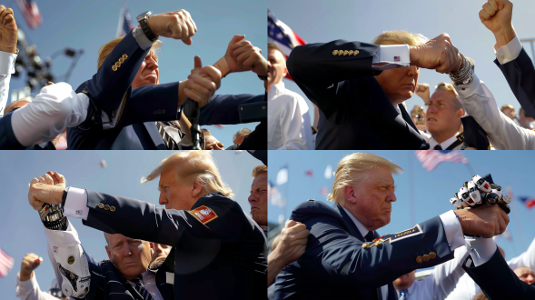 in style of mélanie delon：举着拳头，面向镜头，机械部件解剖，将人物场景与机械、机器人元素融合在一起，精致的材料，淡金色和白色，梦幻和浪漫，射线追踪，c4d渲染风格，虚幻引擎，自然光照明，极致细节，背景虚化