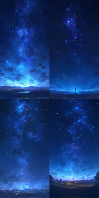 夜空繁星，钻石般闪耀，仰望星空，宇宙怀抱，神秘壮丽，星光闪烁，宇宙眼睛，无边故事，广角镜头，高对比度，冷色调，低光环境，长曝光，宁静，神秘，壮丽。