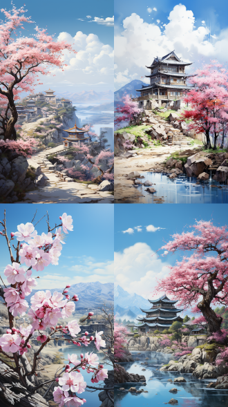 玉兰花 在蓝天下盛开 仰视 逆光 宁静 包围式构图 不要出现建筑 山 石 的元素