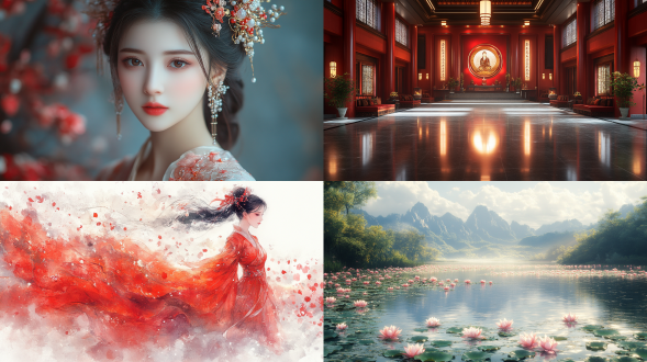 中国风，流光溢彩，画质清晰，华美端庄