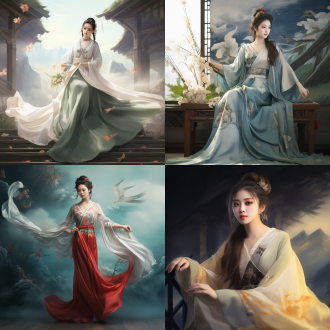 国风，流光溢彩，画质清晰，华美端庄的古代美少女，全身写实视角，场景宏大，高清壁纸，全身视角