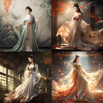 国风，流光溢彩，画质清晰，华美端庄的古代美少女，全身写实视角，场景宏大，高清壁纸，全身视角