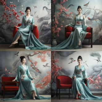 国风，流光溢彩，画质清晰，华美端庄的古代美少女，全身写实视角，场景宏大，高清壁纸，全身视角