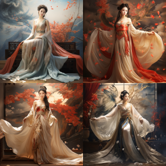 国风，流光溢彩，画质清晰，华美端庄的古代美少女，全身写实视角，场景宏大，高清壁纸，全身视角