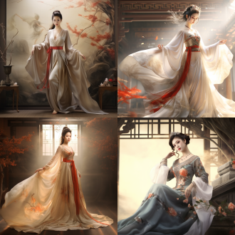 国风，流光溢彩，画质清晰，华美端庄的古代美少女，全身写实视角，场景宏大，高清壁纸，全身视角