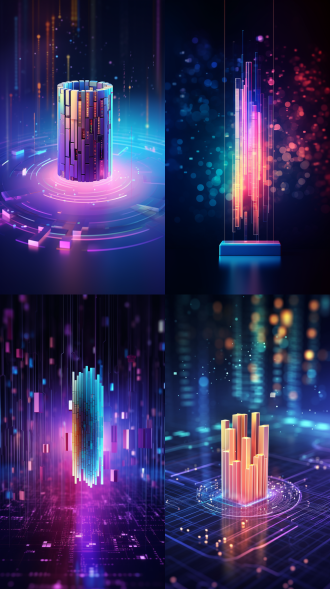 大数据与语言切换图标，中心构图，科技感场景，彩色渐变发光，特写，顶光，数字元素，未来感，冷色调，神秘。