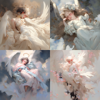 坠落天使，油画风，细腻，洛可可风格