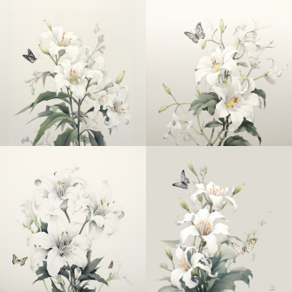 兰花 白色底色 水墨风 大留白 工笔画